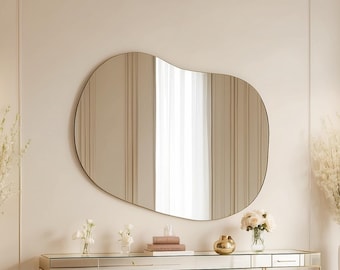 Mirror Wall Decor, Vanity Mirrors, Bathroom Vanity Mirror, Custom Mirror, Wavy Mirror, Wall Mirror, Floor Mirror, Asymmetrical Mirror