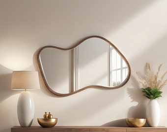 Mirror Wall Decor, Wall Mirror, Asymmetrical Mirror, Bathroom Vanity Mirror, Floor Mirror, Wavy Mirror, Vanity Mirrors, Custom Mirror