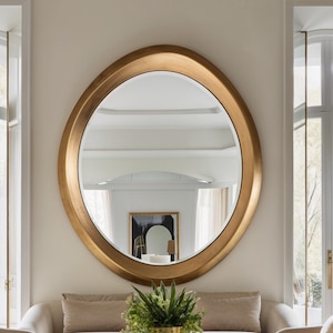 Gold Mirror, Wall Design Mirror, Home Decor Mirror, Mirror Decor, Wooden Mirror, Bathroom Mirror, Living Room Mirror, Asymmetrical Mirror