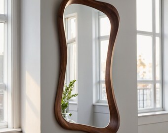 Full Length Mirror, Mirror Wall Decor, Asymmetrical Mirror, Decorative Mirror, Tall Mirror, Large Mirror, Floor Mirror, Living Room Mirror