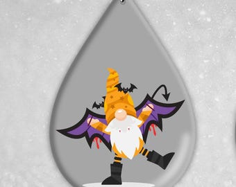 Halloween Gnome Dangle Earrings – Spooky Season Sublimation Jewelry