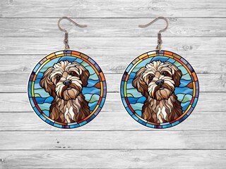 Orecchini A Ciondolo Shih Tzu – Rotondi In Finta Pelle, Leggeri, 2 Pezzi, Regalo Donna