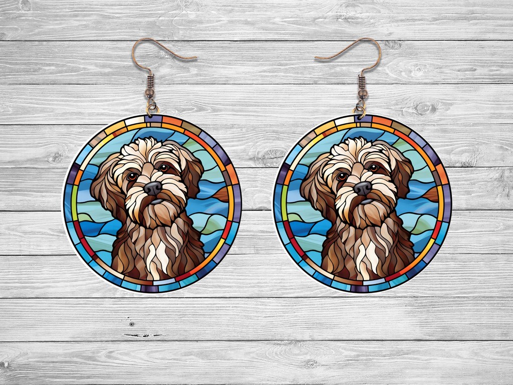 Orecchini A Ciondolo Shih Tzu – Rotondi In Finta Pelle, Leggeri, 2 Pezzi, Regalo Donna