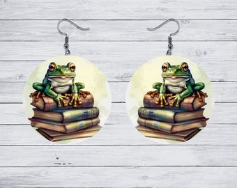 Frogs with Books Earrings - Collection 1