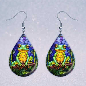 Stained Glass-Inspired Frog Earrings