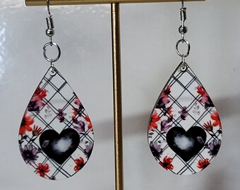 Water Color Heart Earrings