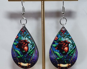 Stained Glass Flowers Earrings