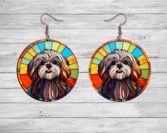 Orecchini Shih Tzu - Orecchini a cerchio con ciondolo placcati in oro