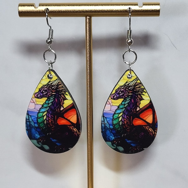 Stained Glass Dragon Earrings - Style 1-7