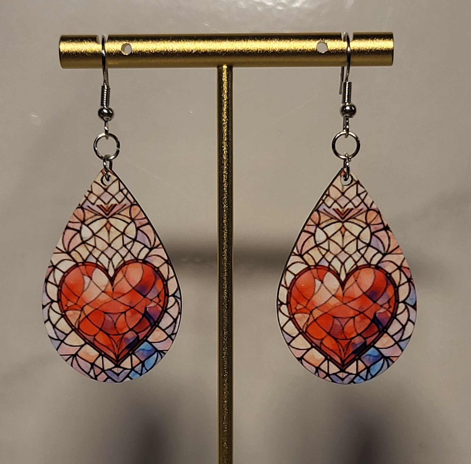 Stained Glass Heart Earrings