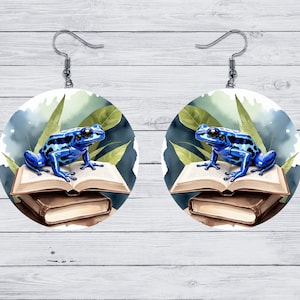 Frog Book Earrings • Literary Frog Jewelry • Bookworm Gift for Readers - Collection 2