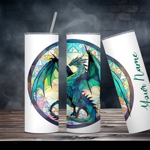 Stained Glass Dragon Mug, 20 oz. - Customizable