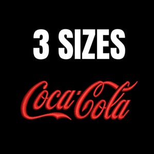 May include: Red Coca-Cola logo embroidery design available in three sizes.