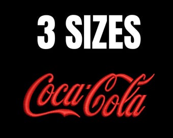 May include: Red Coca-Cola logo embroidery design available in three sizes.