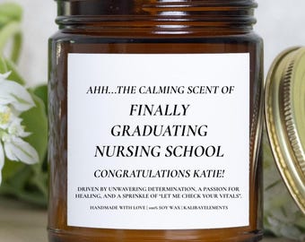 Vela divertida de graduación de enfermería: regalo para enfermeras nuevas, personalizada.
