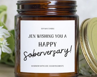 Personalized Sobriety Gift Candle – Sober Anniversary, Recovery Gift, 1 year Sober