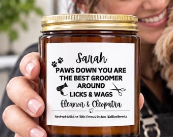 Personalized Dog Groomer Candle - Animal Grooming Gift,  Thank You Gift, Dog Groomer Christmas Gifts, Dog Lover Gift