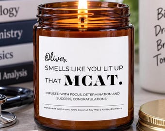 Personalized MCAT Gift Candle – Med School Student Gift, Future Doctor Gift, Congratulations