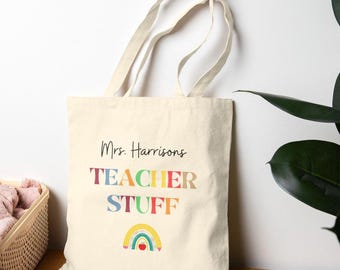 Personalized Teacher Tote Bag: Cotton Canvas School Gift, Custom Thank You Appreciation Gift