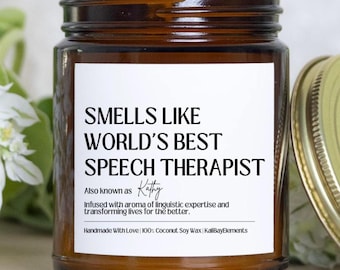 Personalized Speech Therapist Gift Candle - Speech Therapy Gifts, SLP Gifts, Speech Appreciation Teacher Gift, Speech Pathologist