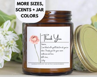 Personalized Thank You Candle, Appreciation Gift