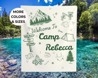 Custom Camp Bachelorette Tapestry - Personalized Party Backdrop