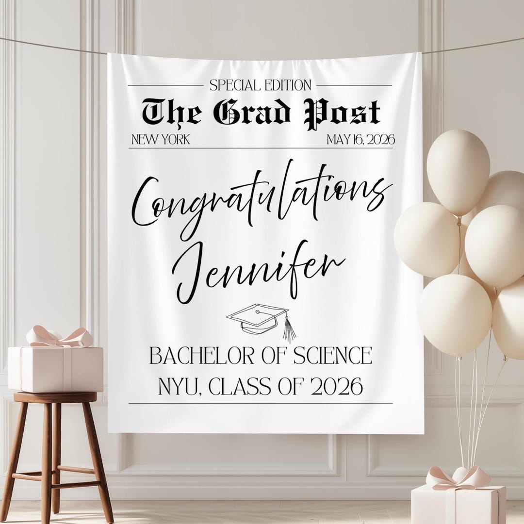 Graduation Banner Class of 2026, Personalized Grad Party Banner, Custom ...