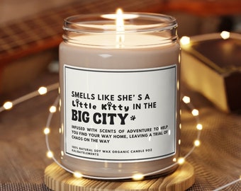 Little Kitty In Big City Candle - Regalos de jugador para ella - Vela divertida de videojuegos - Regalo amante de los gatos - Regalo de cumpleaños divertido - Decoración de la sala de juegos