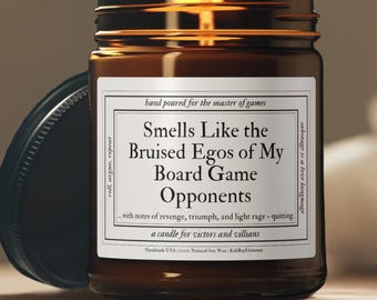 Personalized Board Game Gift Candle • Funny Gamer Gift, Smells Like Bruised Egos, Game Night Crew