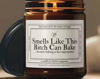 Lustige Bäcker Geschenk Kerze • Diese Bitch kann backen • Personalisiertes Küchen Geschenk • Geschenk für Bäcker • Sauerteig & Backstimmung