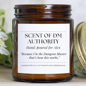 DnD Scent of DM Authority Candle – Funny DnD Gift,  Dungeon Master – Tabletop RPG Gaming – Gamer Gift for Dragon Fans