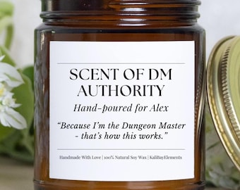 DnD Scent of DM Authority Candle – Funny DnD Gift,  Dungeon Master – Tabletop RPG Gaming – Gamer Gift for Dragon Fans