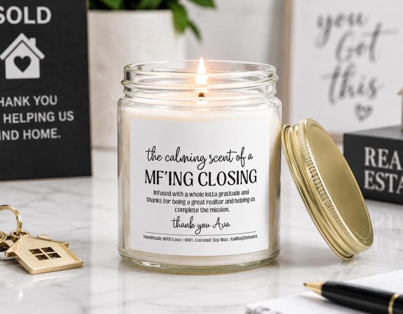 Personalized Realtor Gift Candle - House Closing Gift, Real Estate Gift, House Selling Appreciation Thank You Gift image 8