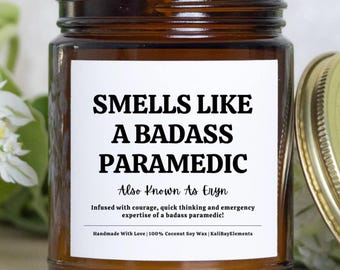 Vela personalizada para paramédicos - Regalos de Navidad para paramédicos (para ella), Regalos de emergencias médicas (para él), Regalo de graduación para paramédicos, Regalo para compañeros de trabajo