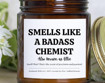 Personalisierte Chemiker-Geschenkkerze – Geschenk für Chemielehrerinnen und -lehrer, Chemie-Nachhilfelehrerinnen und -Mentorinnen, Chemie-Geschenk für Frauen