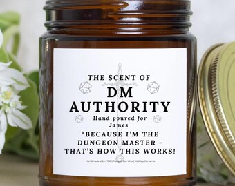 DND Dungeon Master Gift Candle – Scent of DM Authority, Gamer Nerdy Gift, RPG Game Night Decor
