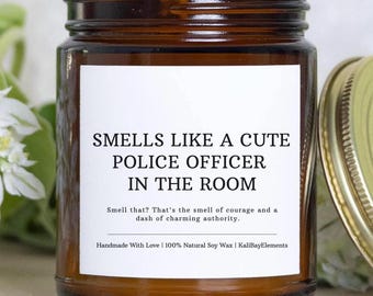 Police Gift Candle - Smells Like A Cute Police Officer, Future Police Officer, Police Graduation Gifts, Cop Law Enforcement Gift
