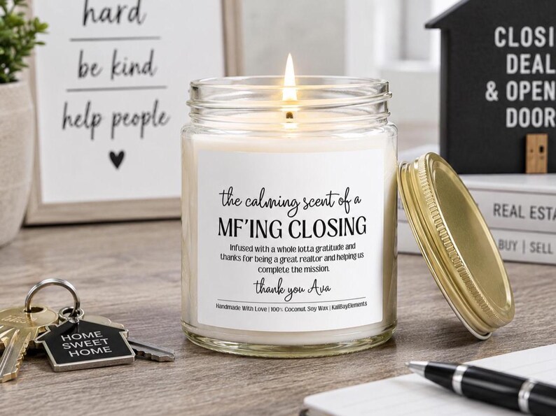 Personalized Realtor Gift Candle - House Closing Gift, Real Estate Gift, House Selling Appreciation Thank You Gift image 2