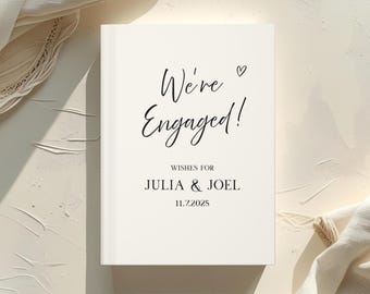Personalized Engagement Party Guest Book - Custom “We’re Engaged” Memory Book, Engagement Gift for Couple, Keepsake Journal & Scrapbook