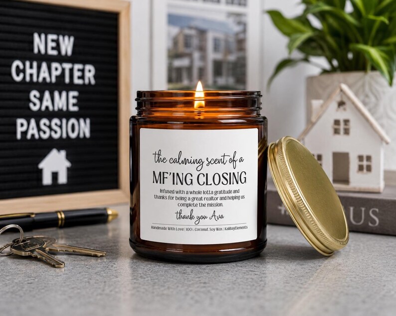 Personalized Realtor Gift Candle - House Closing Gift, Real Estate Gift, House Selling Appreciation Thank You Gift image 6