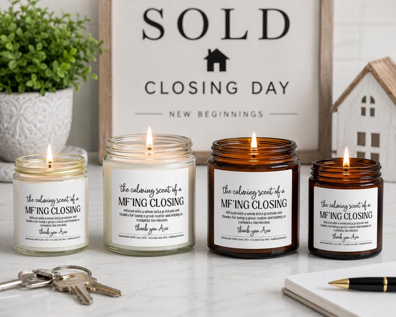 Personalized Realtor Gift Candle - House Closing Gift, Real Estate Gift, House Selling Appreciation Thank You Gift image 4