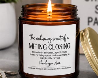 Personalized Realtor Gift Candle - House Closing Gift, Real Estate Gift, House Selling Appreciation Thank You Gift