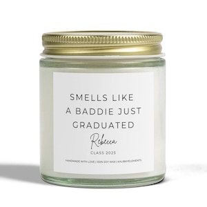 Funny Baddie Just Graduated Candle, Custom Graduation Gift For Graduate, Class of 2026, Grad Gift For Grandson, College High School Grad image 8