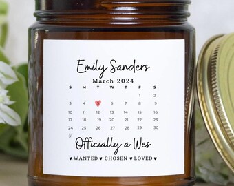 Personalized Adoption Gift Candle - Gift For New Parents, Adopted Gotcha Day Gift, Adoption Announcement Gift, Congratulations Gift