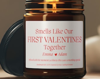 Eerste valentijnskaars, gepersonaliseerd cadeau voor stelletjes voor hem of haar, romantisch valentijnsdagcadeau voor vriend, vriendin