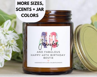 Candela regalo per il 40° compleanno per lei, regalo personalizzato per la sorella, regalo per il traguardo dei quarant'anni