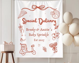 Special Delivery Baby Shower Banner Party Decor - Pizza Baby Shower Sign Slice Slice Baby Photo Backdrop Italian Baby Shower