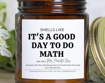 Vela personalizada para profesor de matemáticas: regalos de agradecimiento para profesores de matemáticas STEM, regalos de agradecimiento para hombres y mujeres.