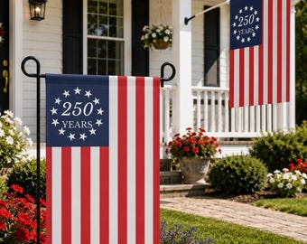 250th Anniversary Betsy Ross Flag, Patriotic 2026 Garden Flag, Fourth of July Porch Decor, Semiquincentennial Yard Flag, Made in USA