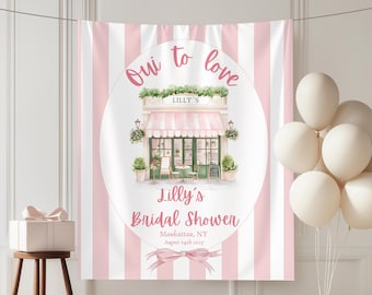 French Cafe Bridal Shower Tapestry – Custom "Oui to Love" Bachelorette Banner